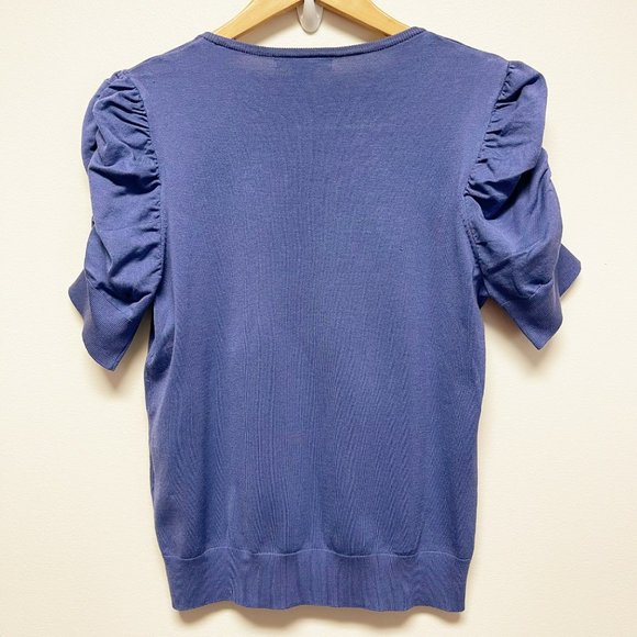 🚩SOLD🚩AUGUST SILK Ruched 3/4 Sleeve Silk Blend Knit Sweater Size L - Picture 6 of 12